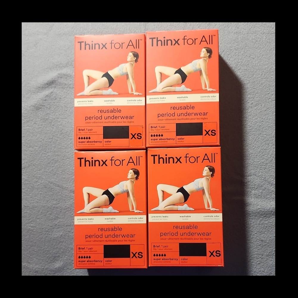 Thinx for All Brief Period Underwear XS Black Super Absorbency, Moisture Control